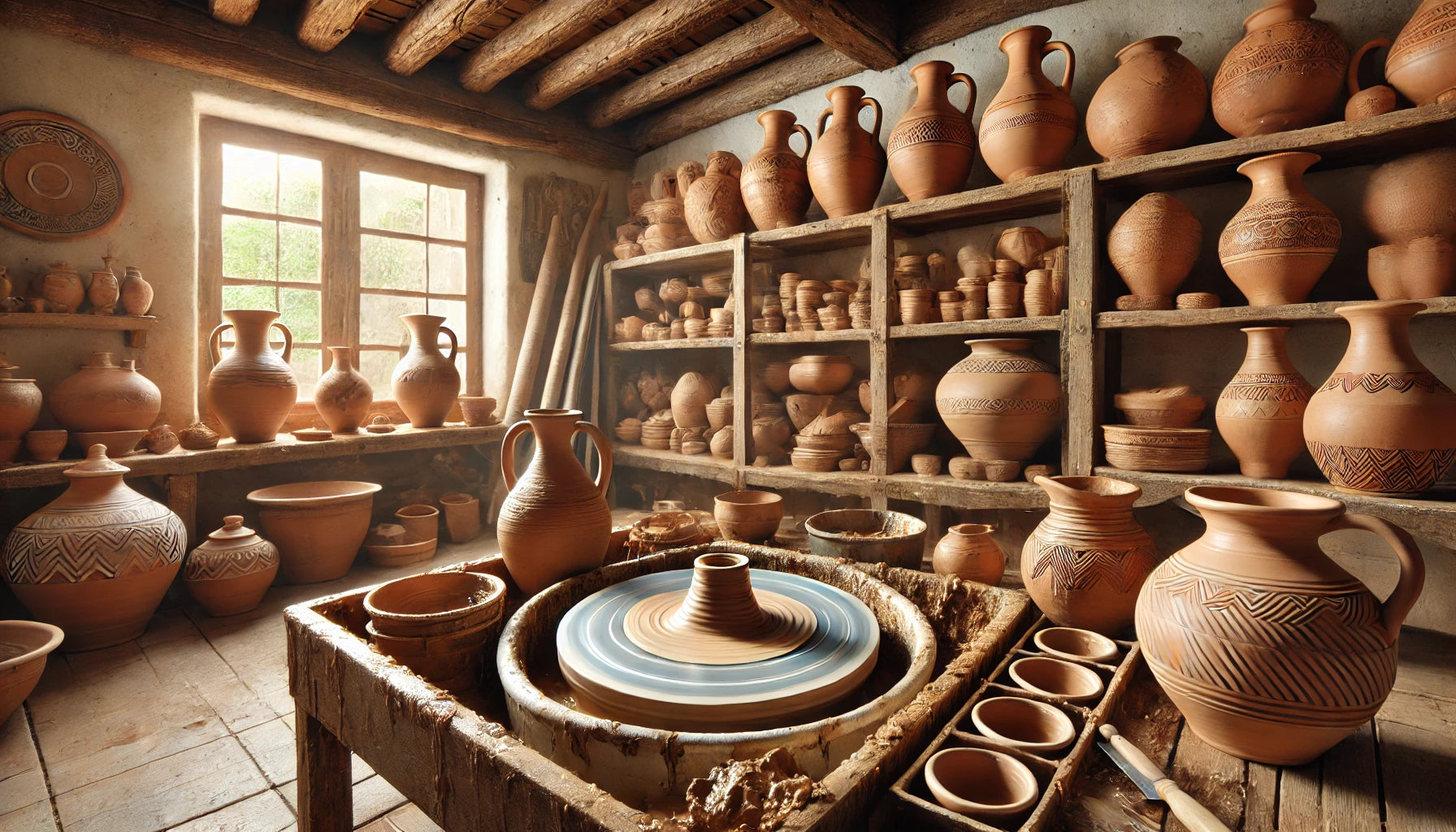 Boutique de poterie artisanale en terre cuite et grès céramique