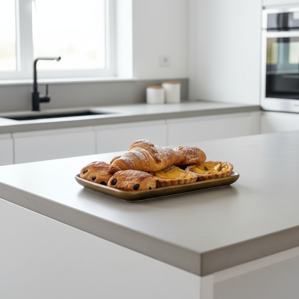 Assiette bronze dorée avec pâtisseries