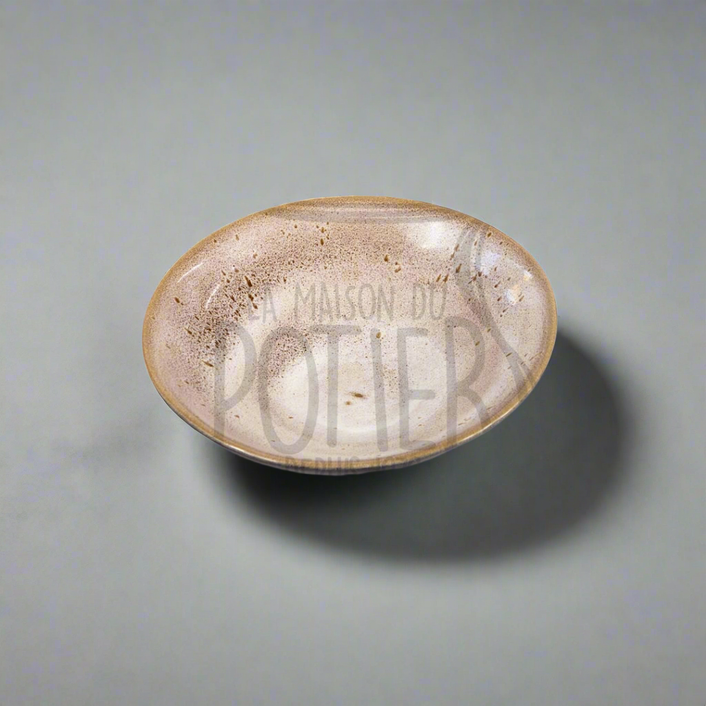 BEIGE SPECKLED GLAZED STONEWARE BOWL