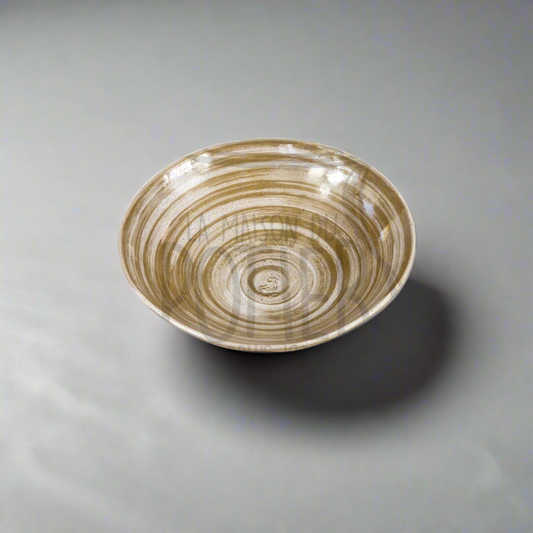 Saladier en Grès Céramique Émaillé Brun Spirale