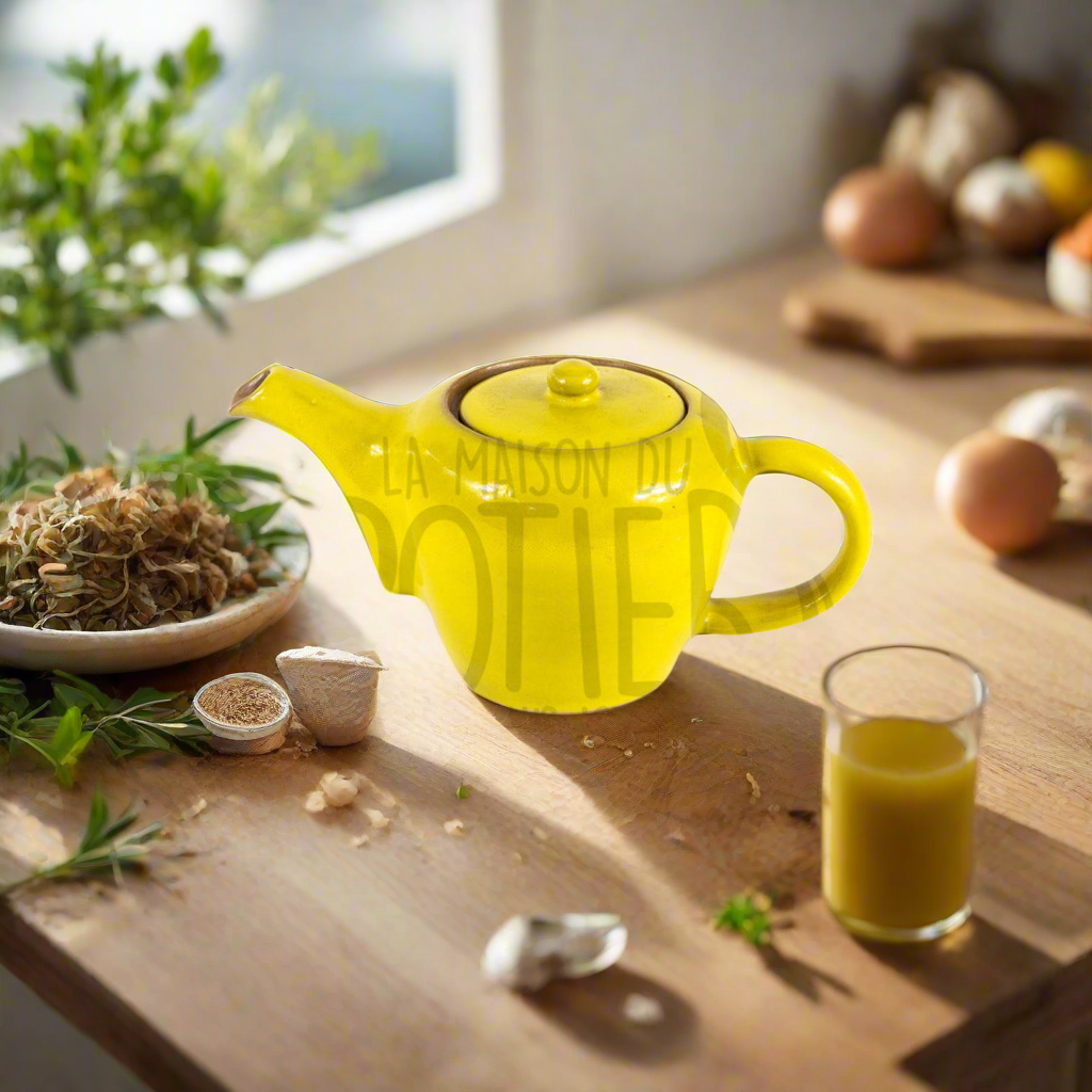 THÉIÈRE EN GRÈS CÉRAMIQUE JAUNE