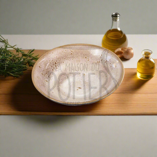 BEIGE SPECKLED GLAZED STONEWARE BOWL