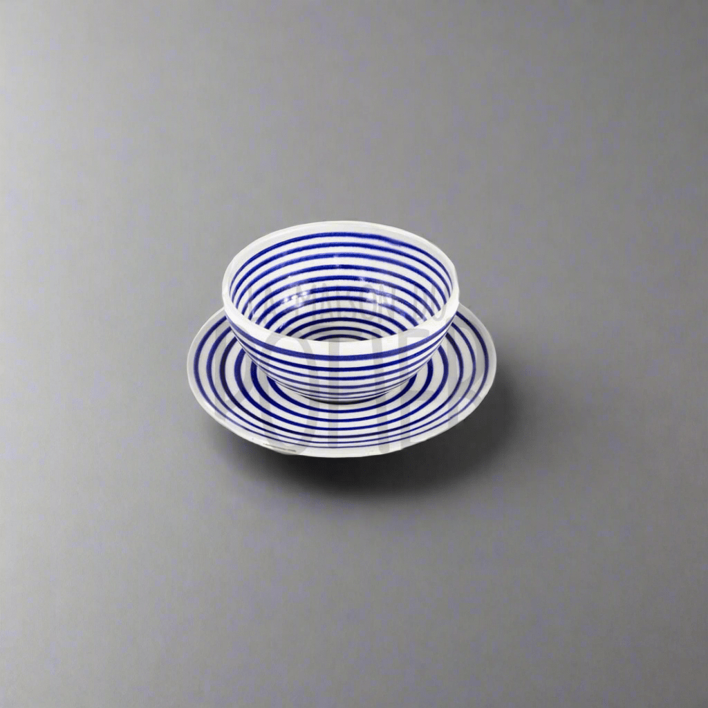 Bol Bleu et Blanc avec Sous - plat - La Maison du Potier