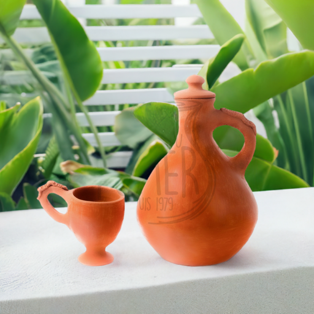 JARRE berbère en terre cuite ET VERRE