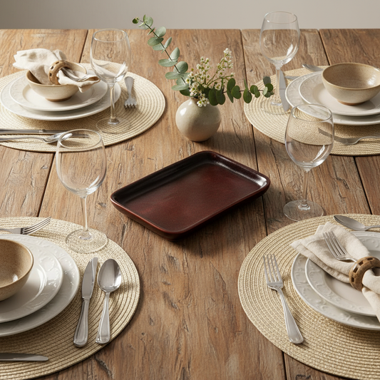 Plat rectangulaire marron foncé - vide pour validation