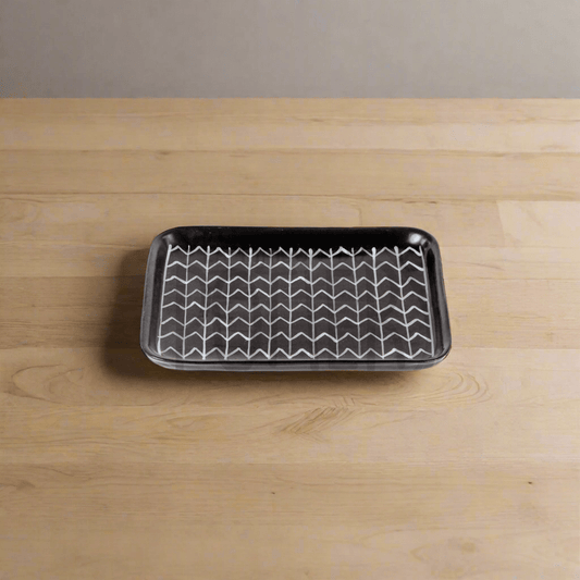 PLATEAU COULEUR NOIR ET BLANC - grès céramique - La Maison du Potier