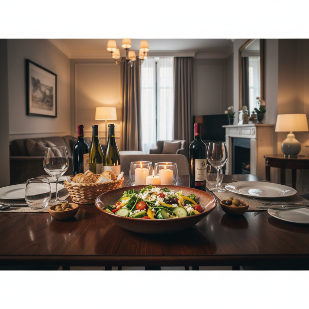 Saladier marron beige moucheté au centre hôtel boutique