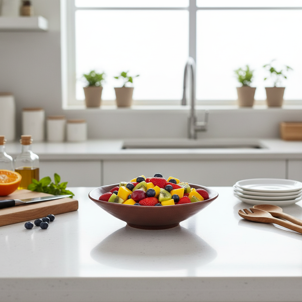 Saladier marron spécifique au centre cuisine moderne