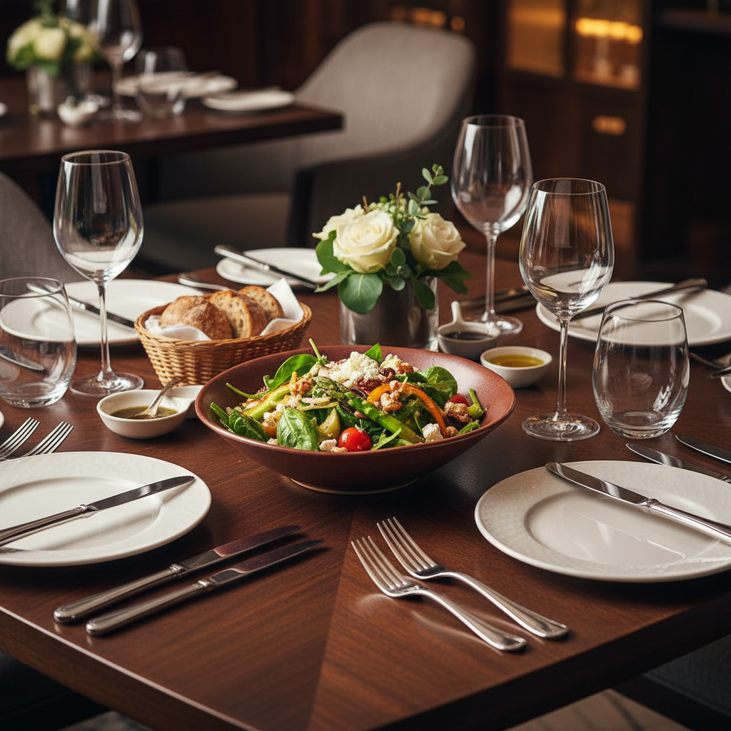 Saladier marron spécifique au centre table gastronomique