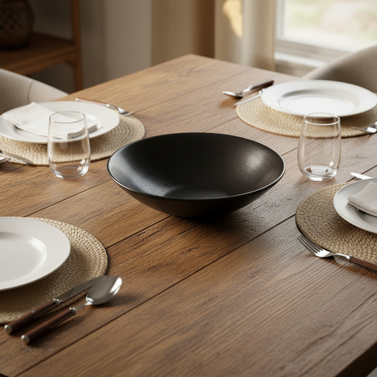 Saladier noir mat artisanal fait main - vide pour validation