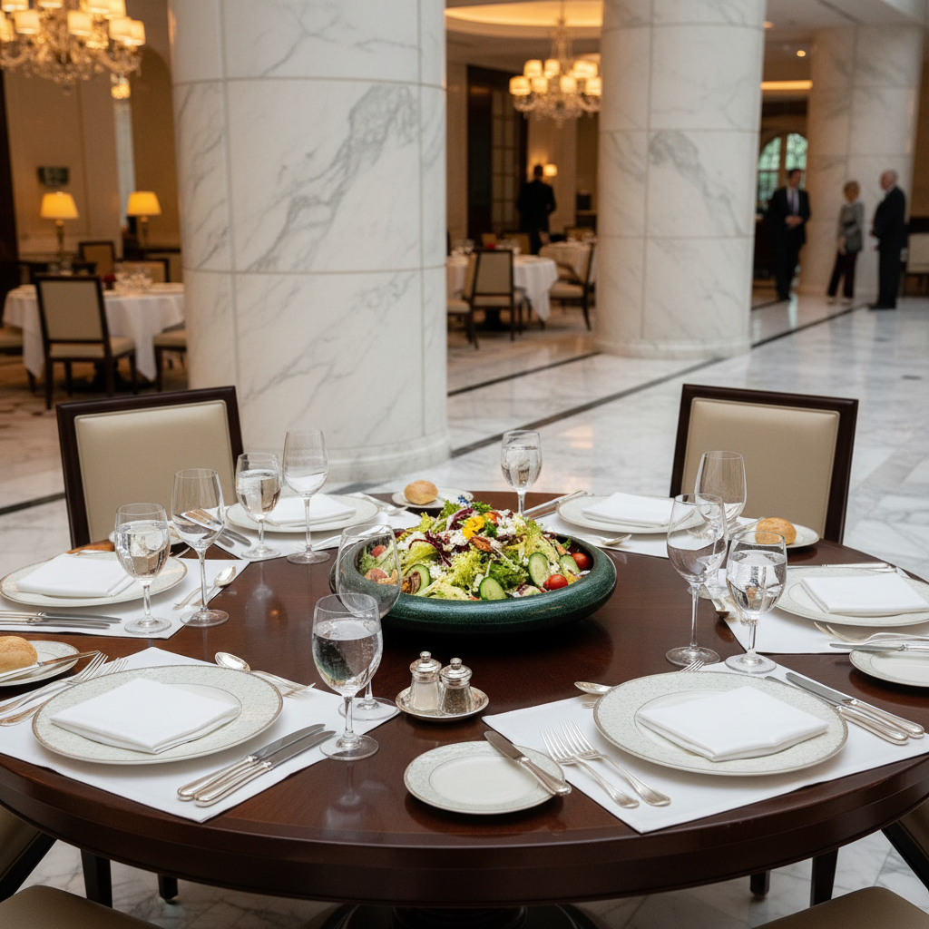 Saladier vert au centre hôtel luxe