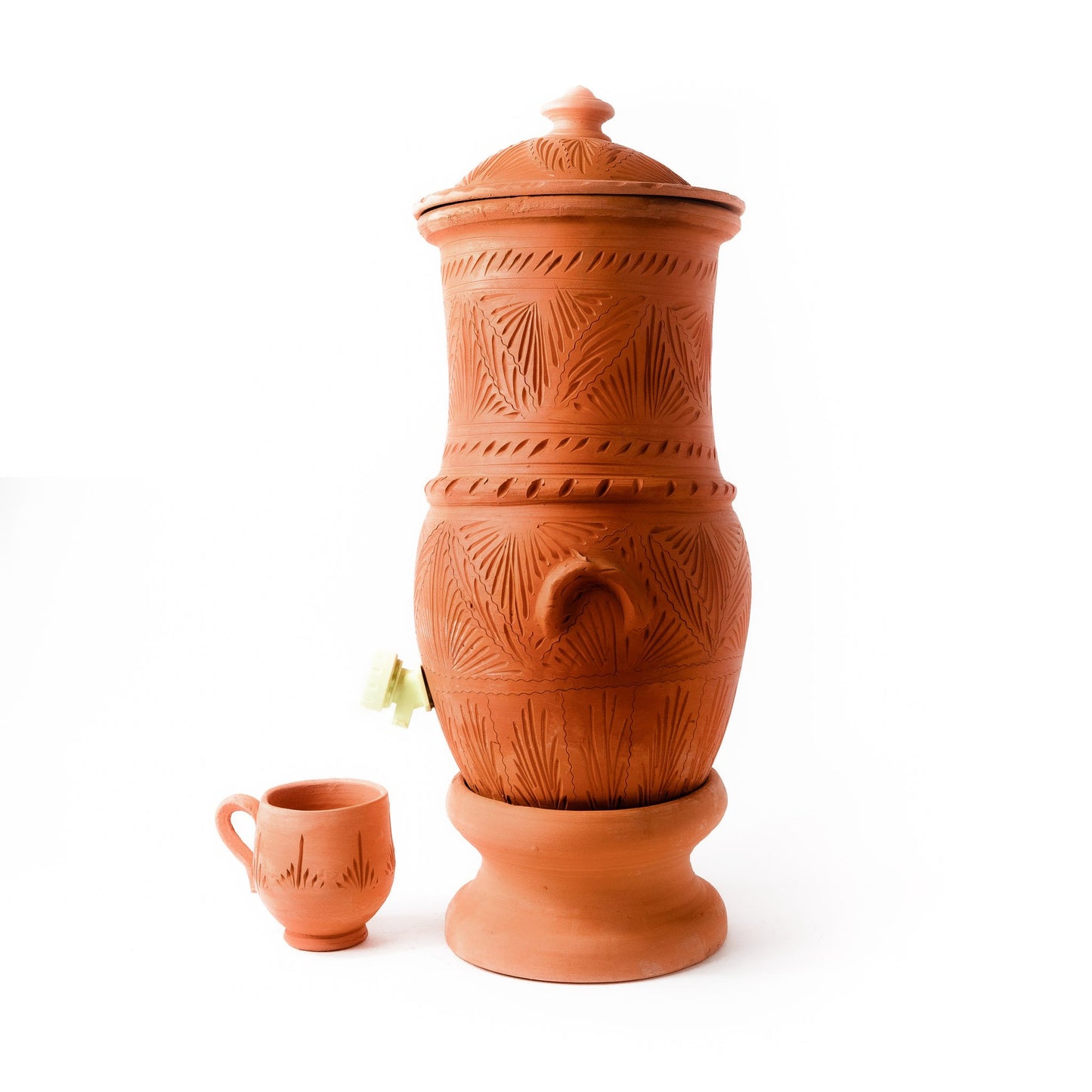 CARAFE FILTRANTE EN TERRE CUITE AVEC VERRE