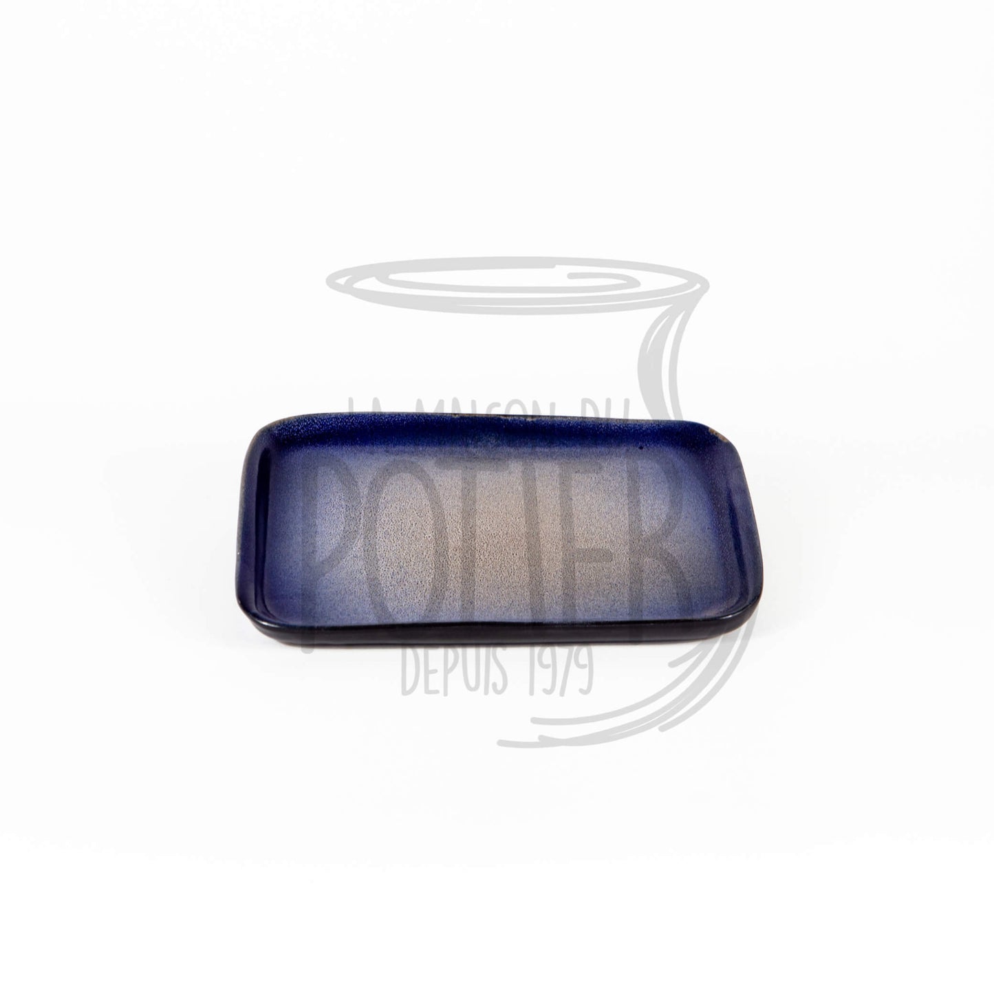 Assiette Rectangulaire Large en Grès Céramique Bleu et beige moucheté