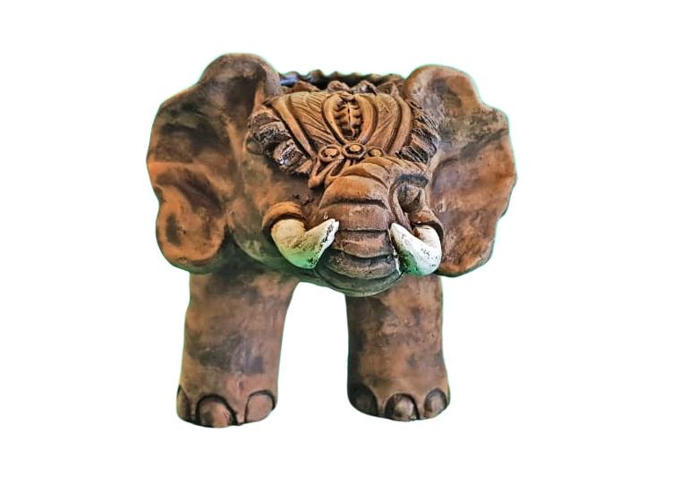 Sculpture Éléphant Terre Cuite - Symbole Sagesse et Prospérité