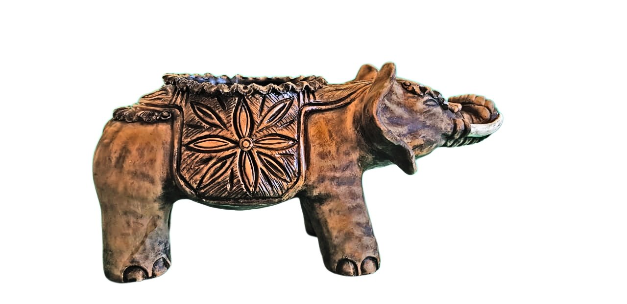 Sculpture Éléphant Terre Cuite - Symbole Sagesse et Prospérité