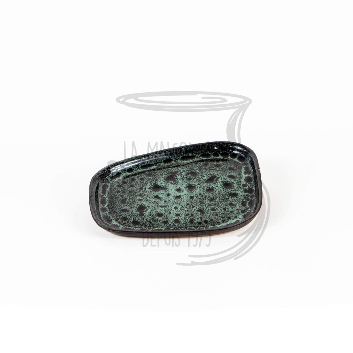 Assiette en Grès Céramique Noir et Vert moucheté - La Maison du Potier