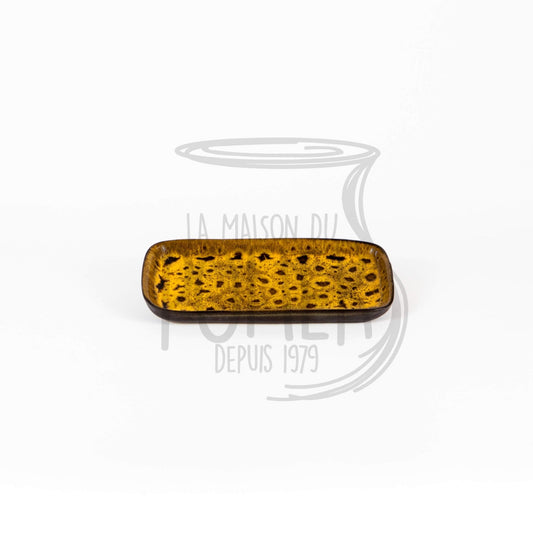 Plat de Service en Grès Céramique Émaillée - Jaune et Brun - La Maison du Potier