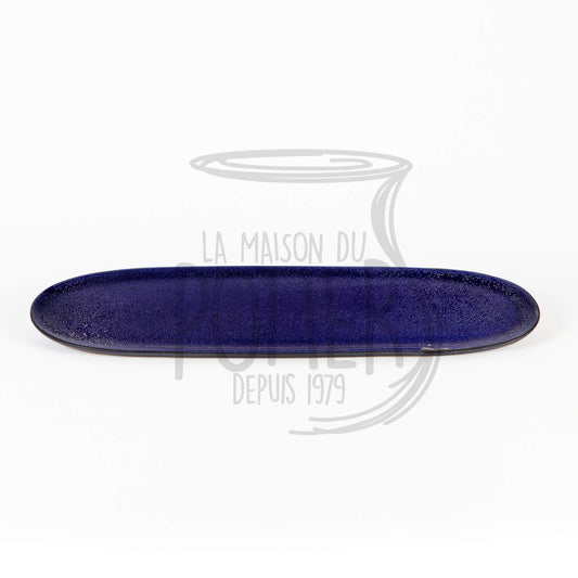 Plat Long en Grès Céramique Émaillée - Bleu Nuit Profond - La Maison du Potier