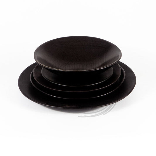 Set Assiettes et saladier noire mat X 5 pièces - La Maison du Potier