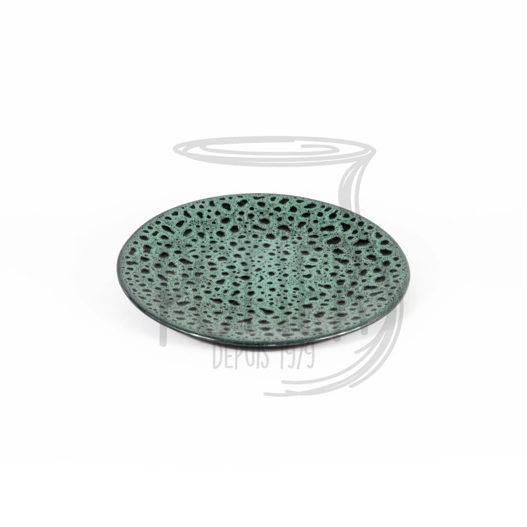 Set de 2 Assiettes en Grès Céramique Vert Tacheté - La Maison du Potier