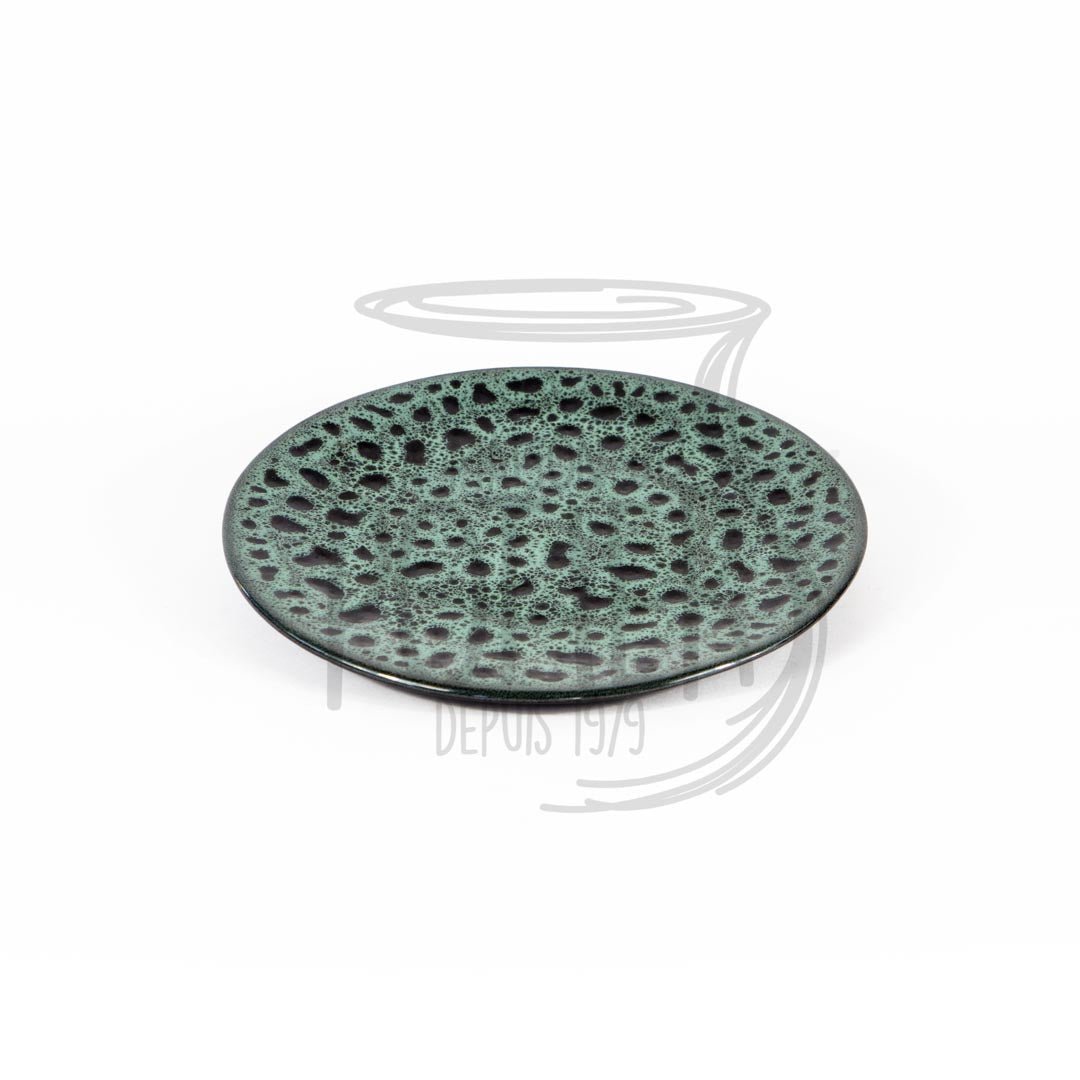 Set de 2 Assiettes en Grès Céramique Vert Tacheté - La Maison du Potier