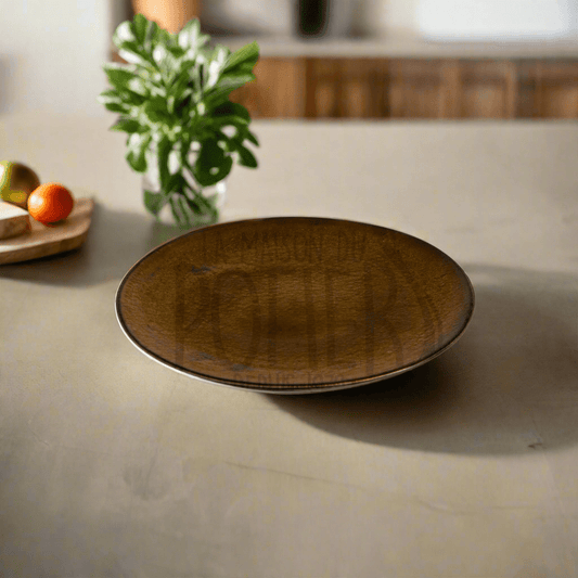 Assiette creuse en grès céramique couleur bronze - La Maison du Potier