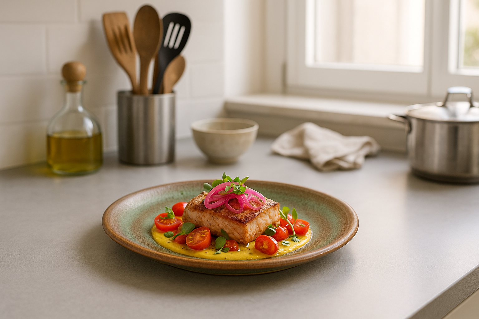 Assiette multicouleur fait main cuisine moderne vaisselle mixte