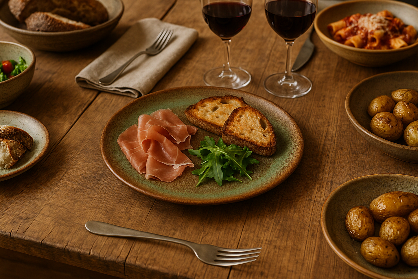 Assiette multicouleur fait main rustique vaisselle mixte