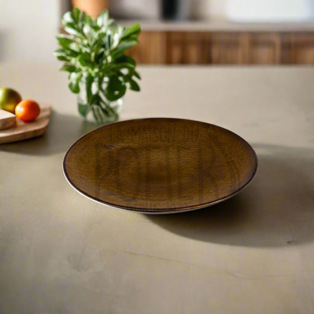 Assiette creuse en grès céramique couleur bronze