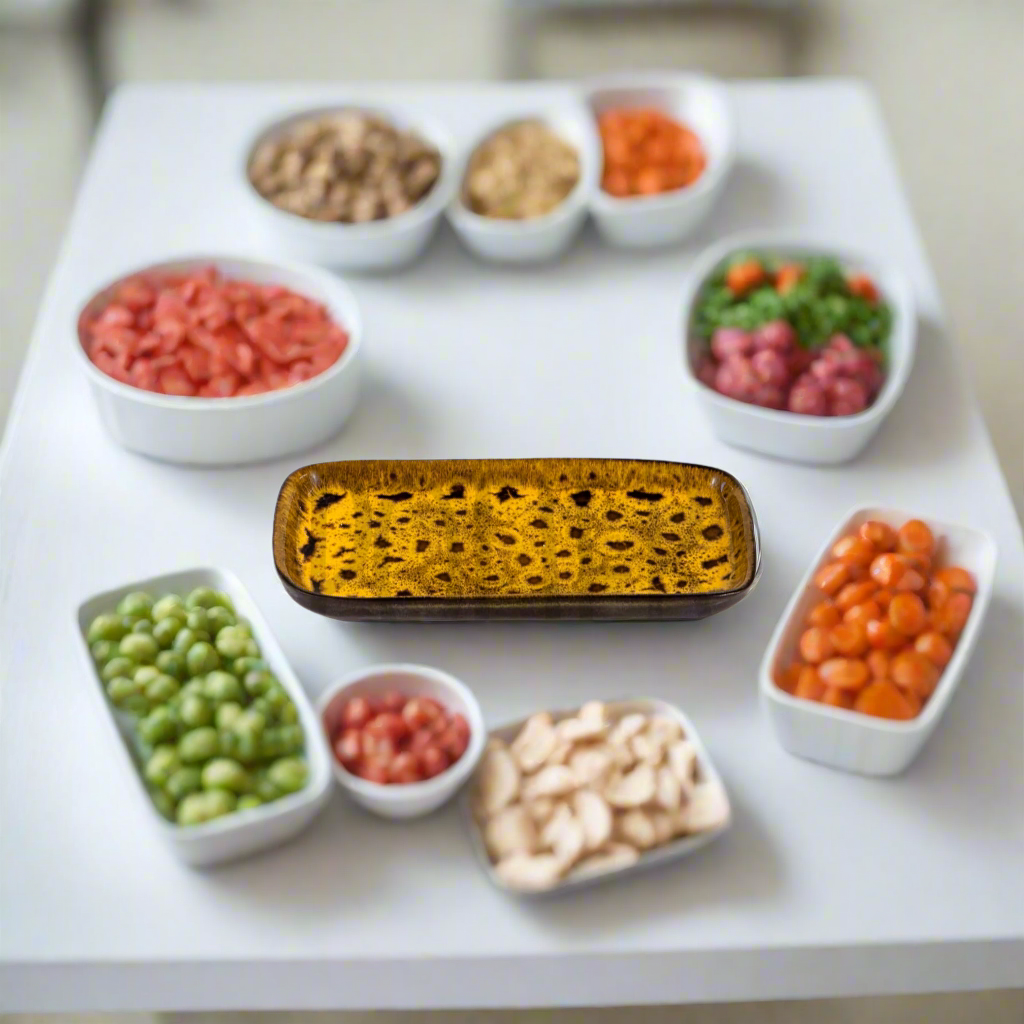 Glazed Terracotta Serving Dish - Yellow and Brown