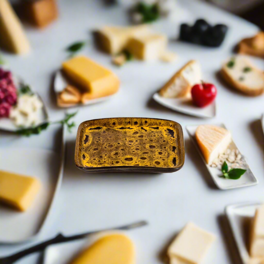 Rectangular Glazed Terracotta Dish - Speckled Mustard Yellow