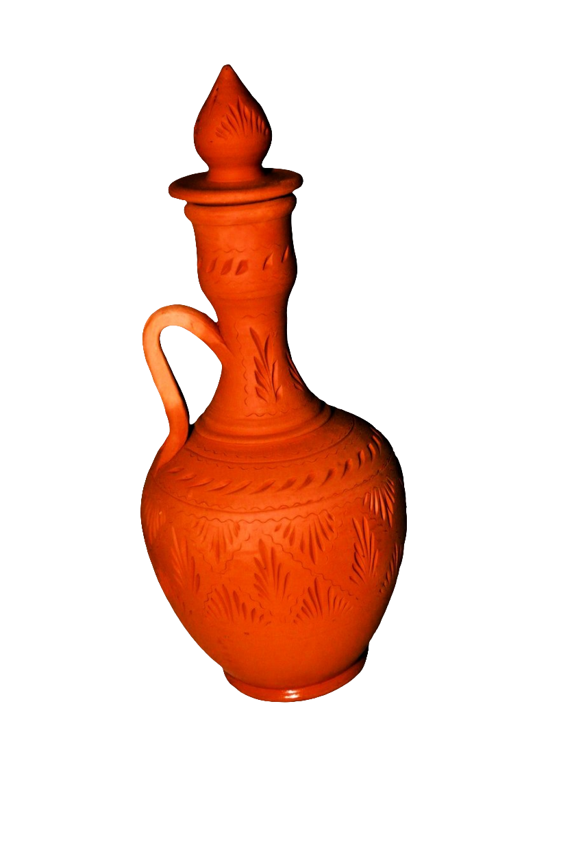 CARAFE SCULPTÉE À MANCHE EN TERRE CUITE