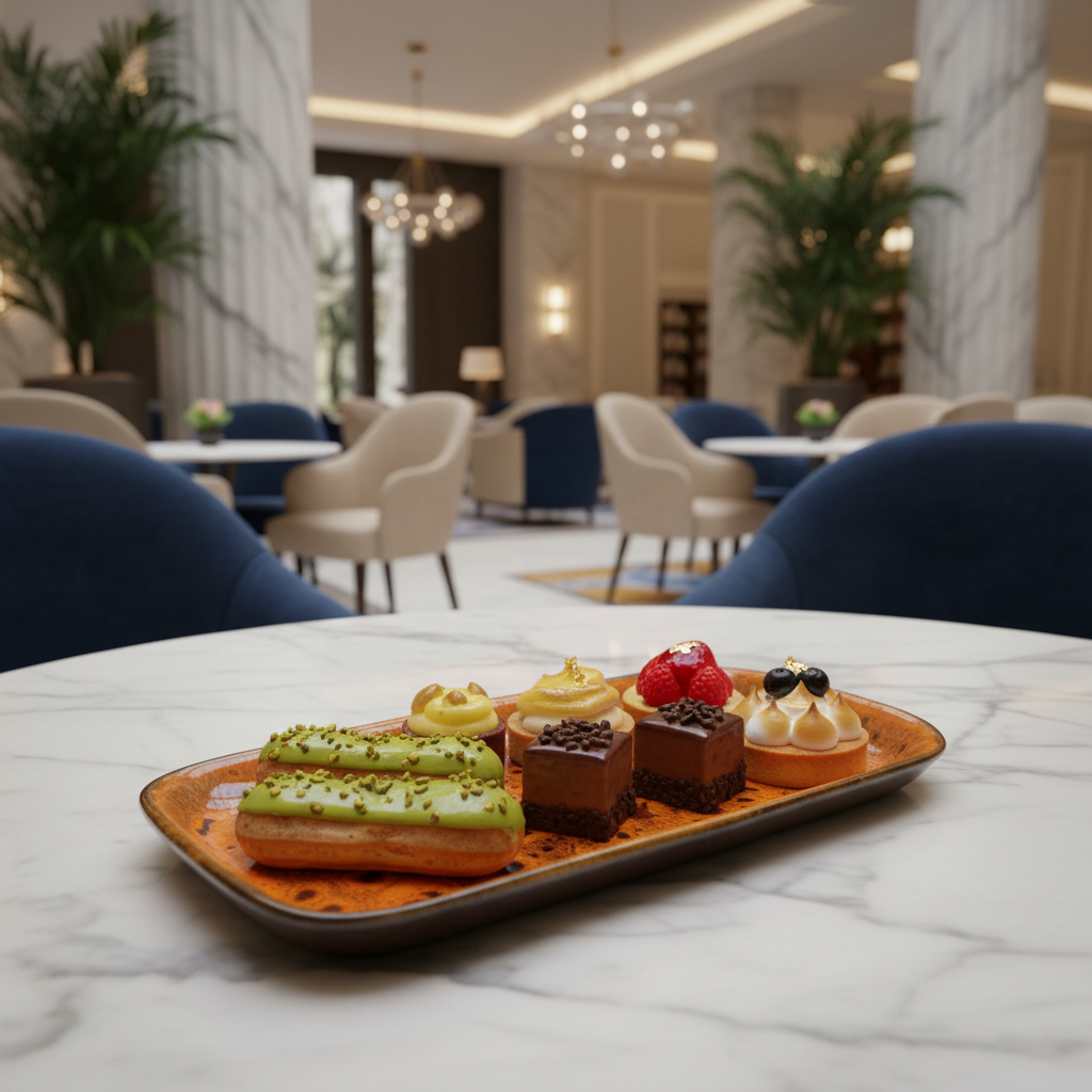 Plat orange service thé hôtel