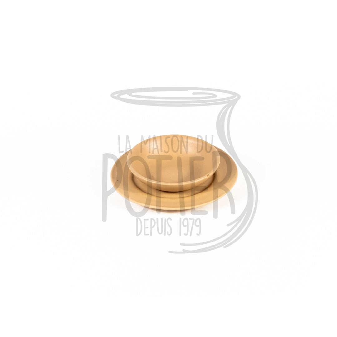 Bol en Terre Cuite Beige avec Sous-plat – Pièce Artisanale de Haute Qualité