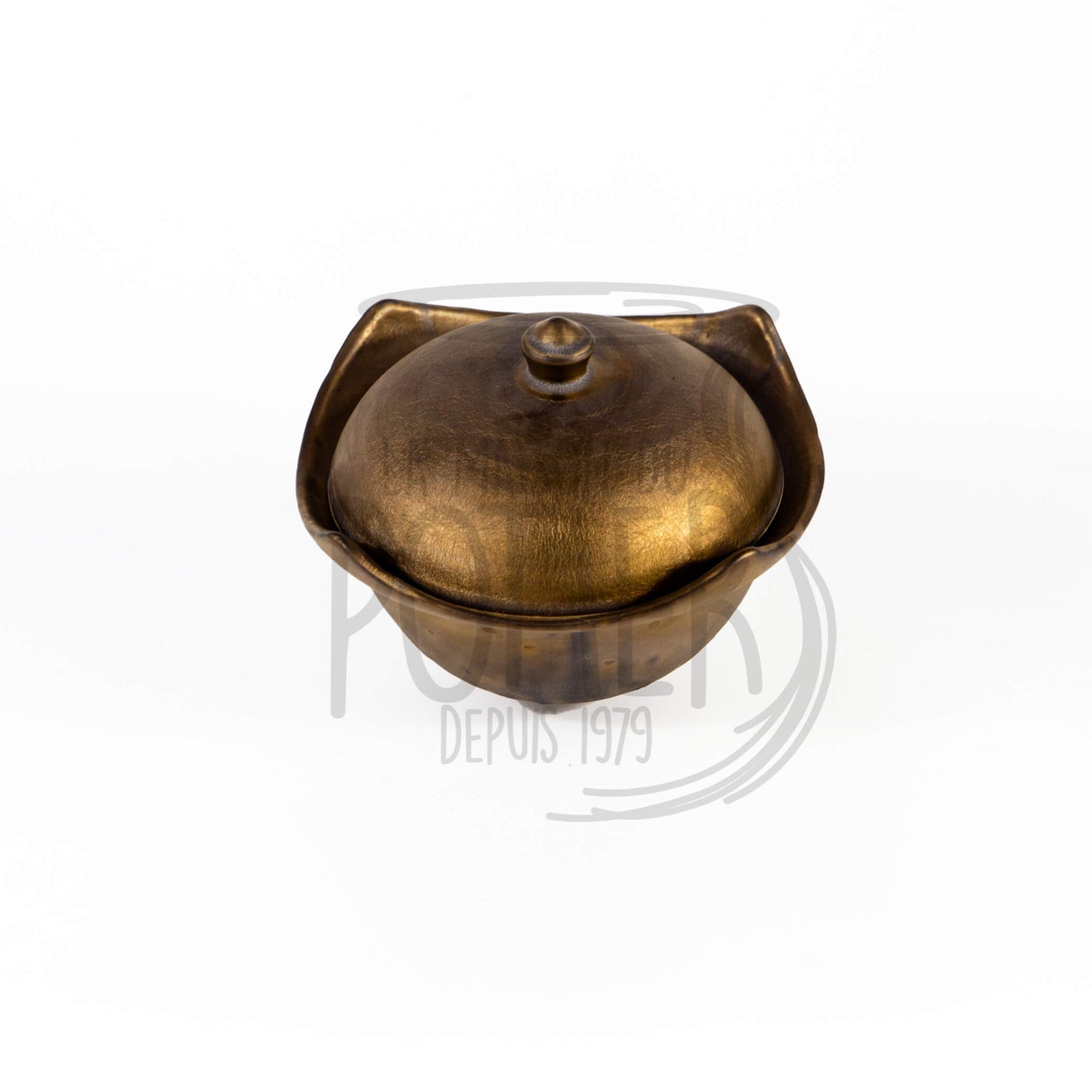 Pot avec couvercle couleur bronze