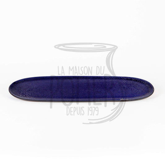 Plat Long en Terre Cuite Émaillée - Bleu Nuit Profond