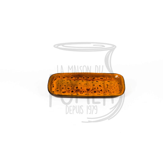 Plat de Service en Terre Cuite Émaillée - Orange avec Motifs