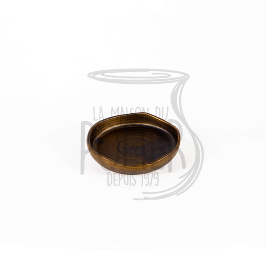 Plat en Terre Cuite Émaillé Bronze avec Reflets Dorés