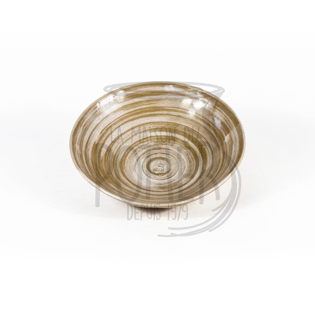 Saladier en Terre Cuite Émaillé Brun Spirale