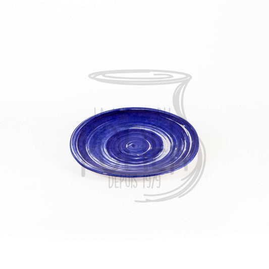 Assiette Artisanale en Grès Céramique - Émaillage Bleu avec Motif Tourbillon - La Maison du Potier
