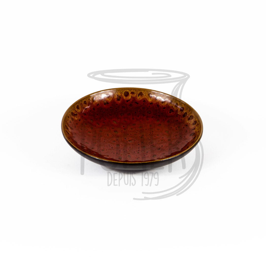 Assiette creuse en grès céramique marron et noir moucheté - La Maison du Potier