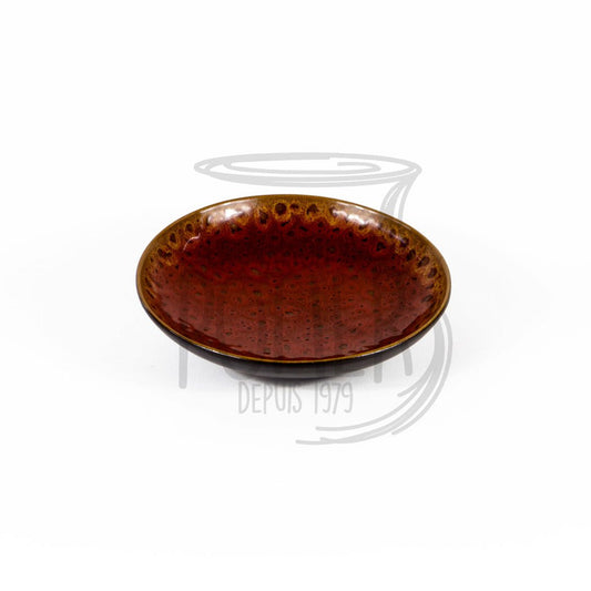 Assiette creuse en grès céramique marron et noir moucheté - La Maison du Potier