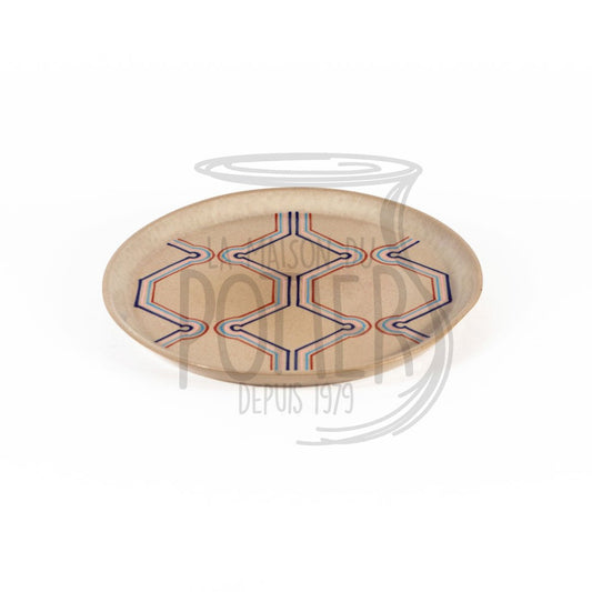 Assiette en grès Céramique beige motifs fait main - La Maison du Potier