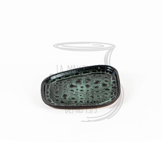Assiette en Grès Céramique Noir et Vert moucheté - La Maison du Potier