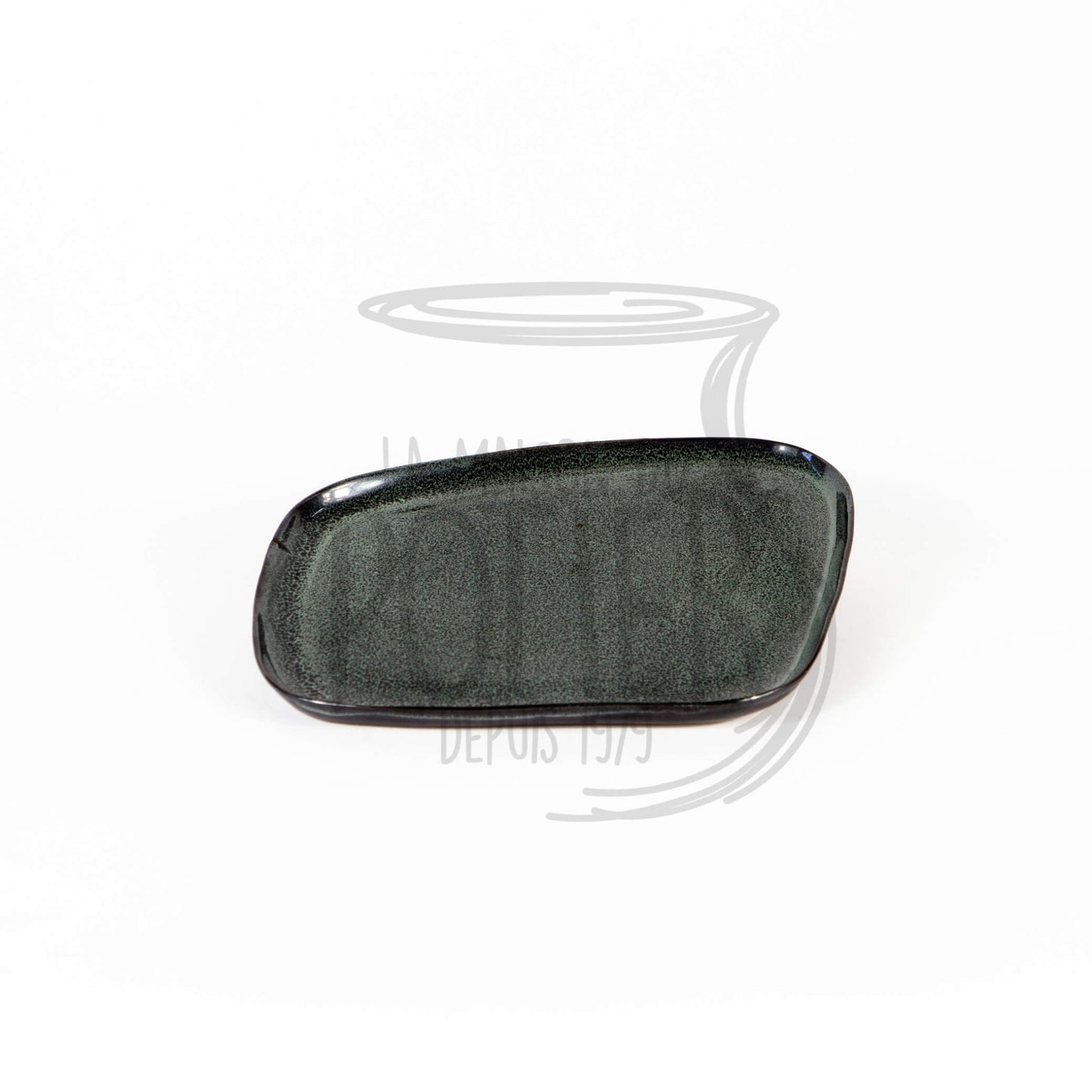 Assiette en Grès Céramique Noir et Vert moucheté - La Maison du Potier