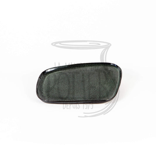 Assiette en Grès Céramique Noir et Vert moucheté - La Maison du Potier