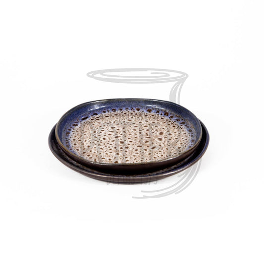 Assiette noire et bleue model 5 - La Maison du Potier