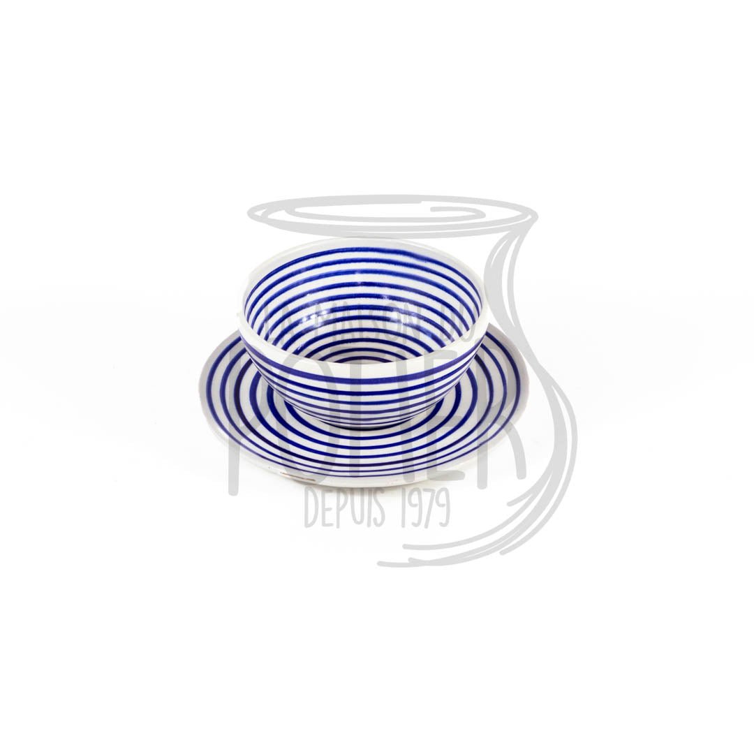 Bol Bleu et Blanc avec Sous - plat - La Maison du Potier