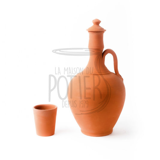 JARRE SIMPLE EN TERRE CUITE AVEC VERRE 2.5 litres - La Maison du Potier