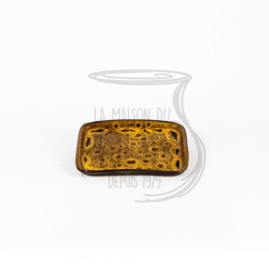 Plat Rectangulaire en Grès Céramique Émaillée - Jaune Moutarde Moucheté - La Maison du Potier